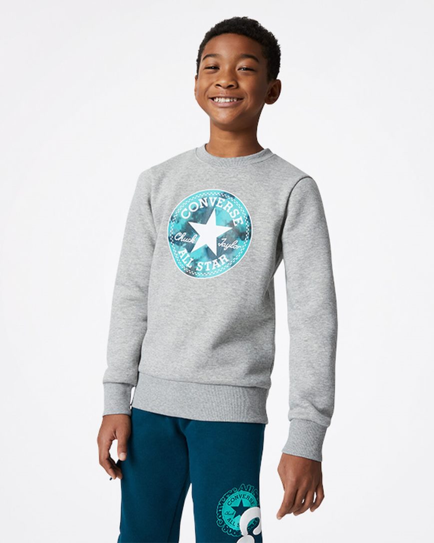 Boys\' Converse Into The Wild Fleece Crew Sweatshirts Dark Grey | AU C6138S